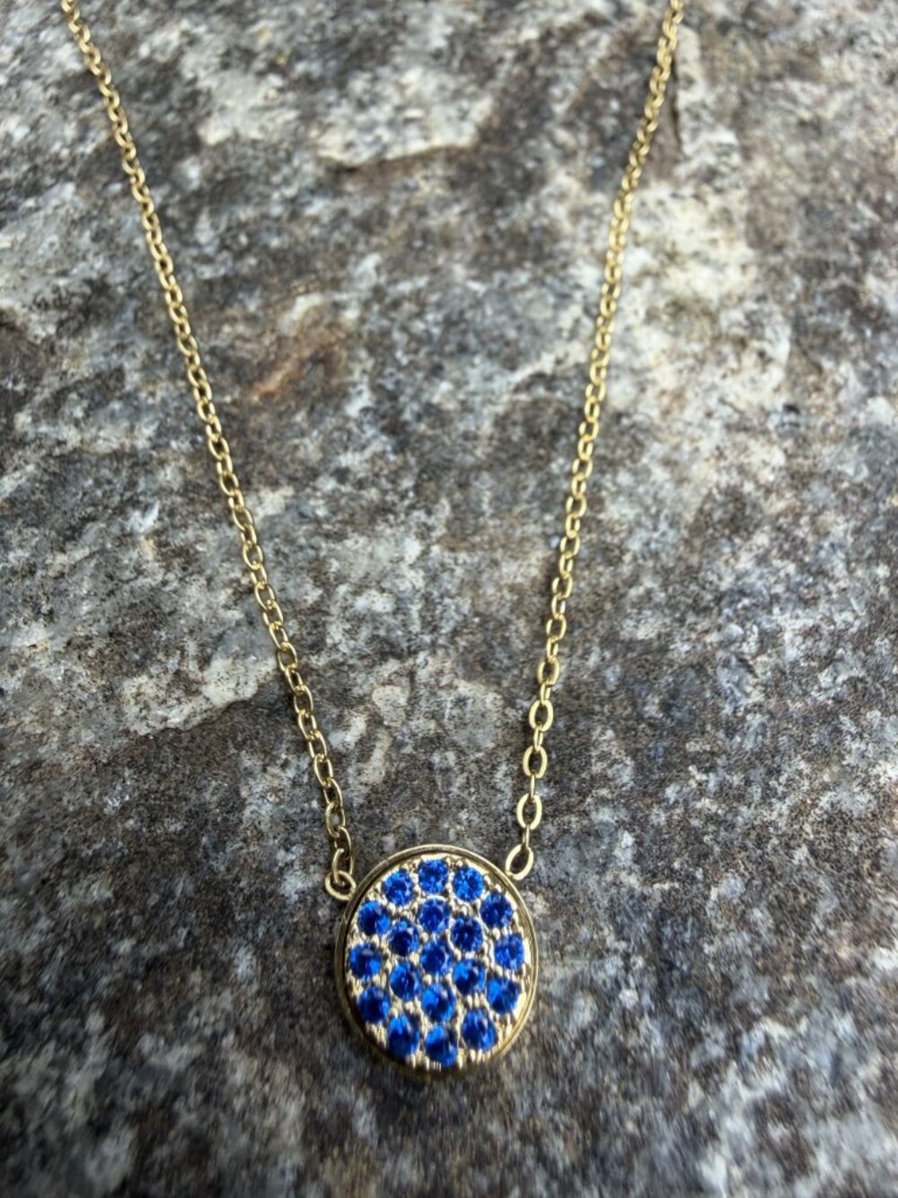 Ramla Lola September Sapphire Birthstone Necklace Gold Plated Minimalist NEW